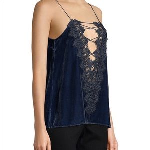 Cami NYC Navy Velvet Charlie Lace Up Cami